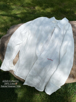 JoJos touch of Parisian red casual French Jane Birkin*Apc hand-embroidered free linen white shirt