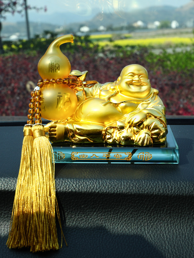 Car Perfume Decoration Car Maitreya Buddha Statue Car Seat Perfume Seat Safe Buddha Beads Creative Jewelry in Car