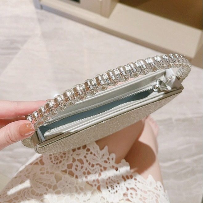 Клатч 2025黑色金色女包跨境银色包包女新款晚宴包小水钻圆形手提包