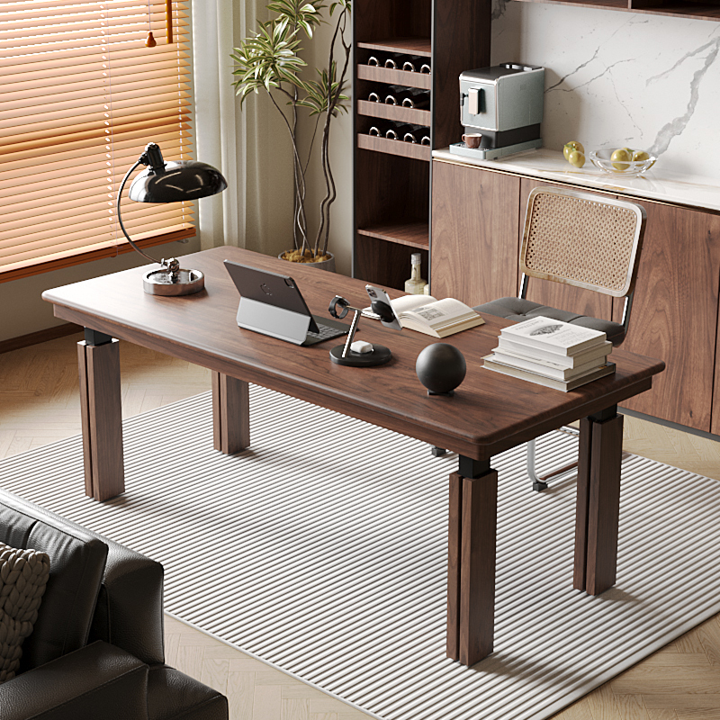 Black Walnut Solid Wood Electric Lift Table with Four Legs and Four Motors, Large Board Table, Coffee Table, Living Room Dining Table, Computer Desk, Gaming Desk Black Walnut Solid Wood Electric Lift Table with Four Legs and Four Motors, Large Board Table, Coffee Table, Living Room Dining Table, Computer Desk, Gaming Desk