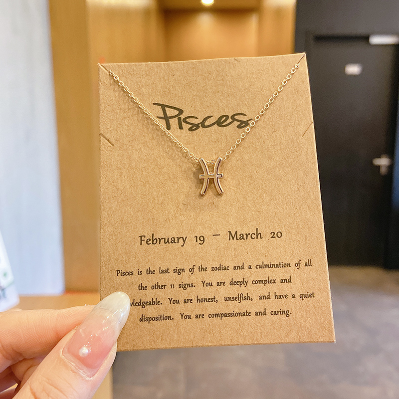 2. Pisces GoldTwelve constellations constellation Pendants 2021 new pattern Simplicity Necklace female Minority Sense of design Light luxury lovers necklace