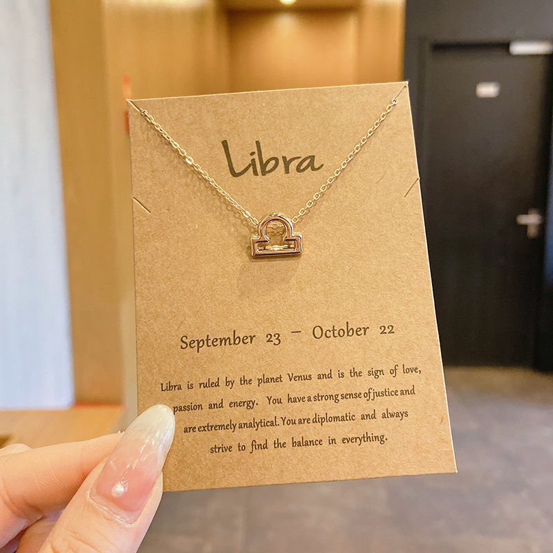7. Libra GoldTwelve constellations constellation Pendants 2021 new pattern Simplicity Necklace female Minority Sense of design Light luxury lovers necklace