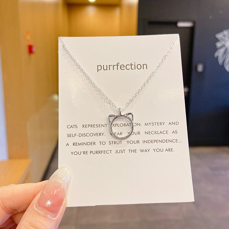 Cat's Head Pendant - SilverTwelve constellations constellation Pendants 2021 new pattern Simplicity Necklace female Minority Sense of design Light luxury lovers necklace