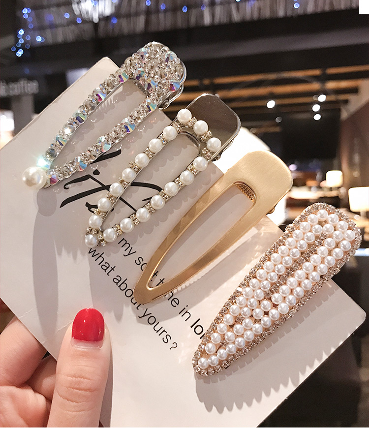 Netb kim cương đỏ mỏ vịt clip ngọc trai kẹp tóc nữ Hàn Quốc kẹp tóc clip clip clip clip clip cô gái - Phụ kiện tóc băng đô tai mèo