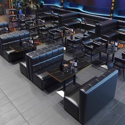 Retro Bar Music Clear Bar Western Food Cafe Table and Chair Combination Barbecue Hot Pot Milk Tea Shop KTV Card Seat Sofa