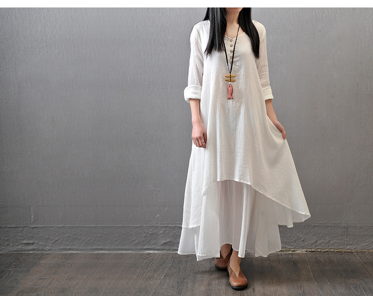 Women's A-line Skirt Simple Style V Neck Patchwork Long Sleeve Solid Color Maxi Long Dress Daily display picture 1