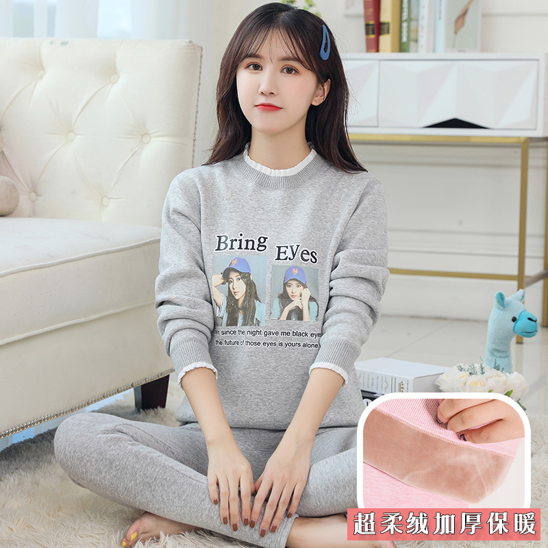 phụ nữ đồ lót ấm dày nhung một tập hợp các đỉnh sinh viên độc thân mảnh junior nữ sinh trung học trẻ em lớn quần áo mùa thu set bottomshirt.