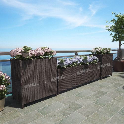 Outdoor flower-box rectangular flower shopping mall outdoor flower pot canopy iron balcony garden cultivation box custom