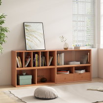 Nordic all solid wood floor bookcase low cabinet narrow cabinet free combination lattice cabinet black walnut storage locker bookshelf