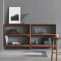 Black walnut solid wood landing bookshelf free combination panel bookcase Short cabinet Show cabinet narrow shelf