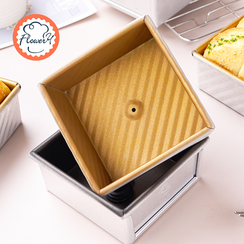 Wind and Japanese Lie toast mold flower style Snow Mountain flying fox Single-hole without cover corrugated small toast box square 10 * 10