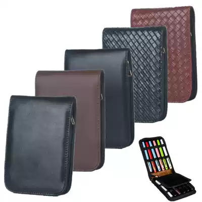 Simple personality 12 ink pen storage bag PU multi-zipper large capacity pen holder brush pen bag
