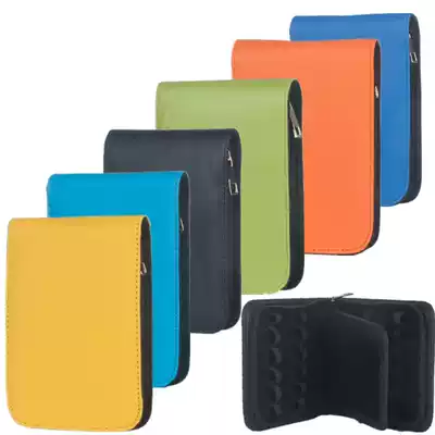 12-pack color storage bag PU leather metal pen protective cover business office gift simple pen bag