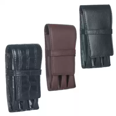 New stationery pen storage pen bag simple solid color Square portable with three pen sleeve PU leather pen bag