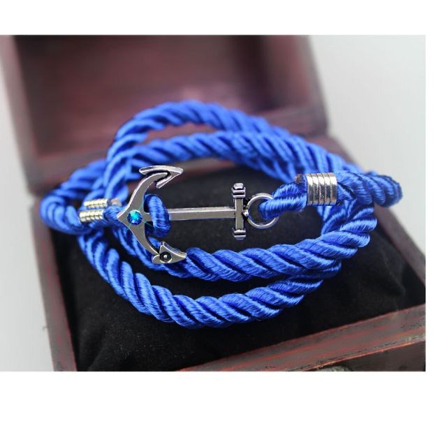 Châu Âu và Hoa Kỳ retro KJP handmade neo tay dây cotton và vải lanh ba vòng tròn bện cô gái vòng đeo tay cặp đôi thương hiệu thủy triều đá thạch anh tóc vàng