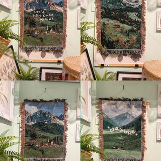 布谷 梭织小挂毯 北欧阿尔卑斯山风景棉线毯子多功能盖巾 60*80cm
