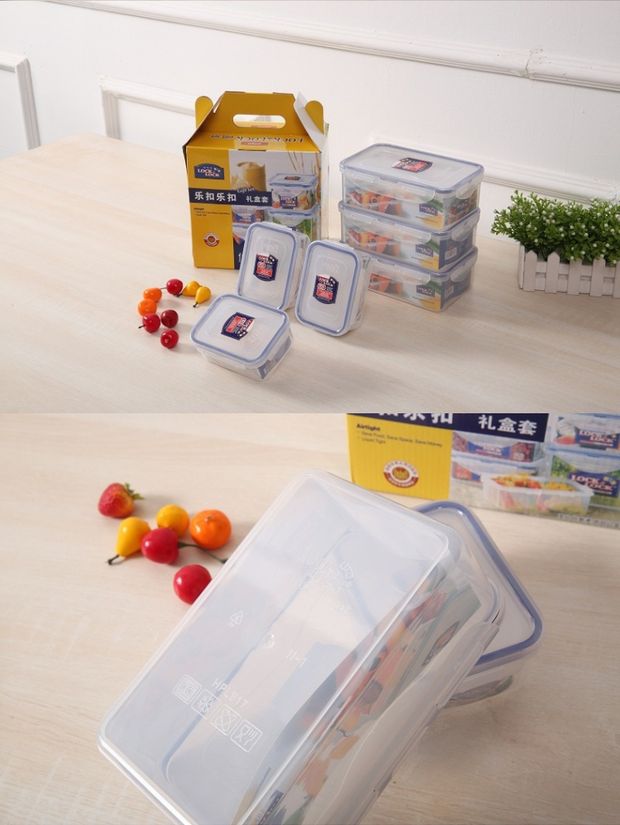 Vận chuyển khóa hộp lưu trữ hộp nhựa lò vi sóng hộp cơm trưa hộp kín hộp ăn trưa hộp trái cây sáu mảnh - Hộp cơm điện sưởi ấm hộp cơm elmich