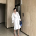 Váy sơ mi trắng 2019 xuân hè Hàn Quốc V-cổ dài tay eo dài xù dài eo cao - Sản phẩm HOT Sản phẩm HOT
