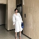 Váy sơ mi trắng 2019 xuân hè Hàn Quốc V-cổ dài tay eo dài xù dài eo cao - Sản phẩm HOT