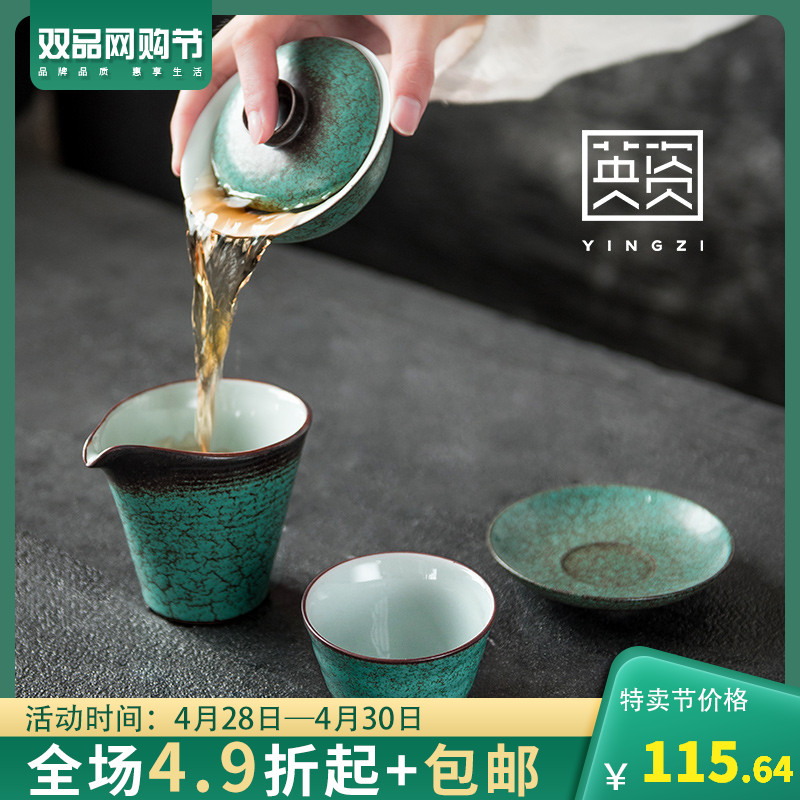 Small tureen three tureen only a pot of tea set contracted a cup of tea kungfu tea set, ceramic cups