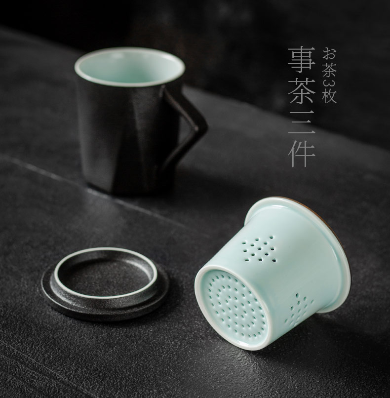 Large ceramic tea keller with cover filter cup tea cup creative portable office package tea cups