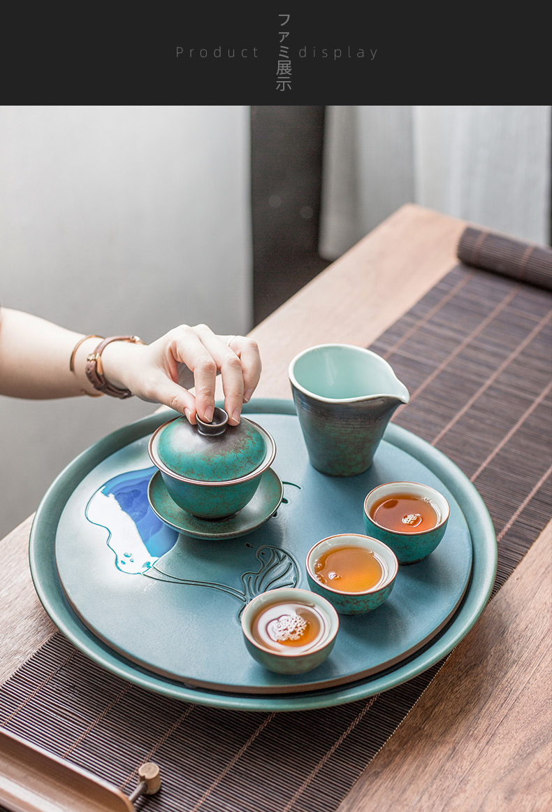 British kung fu tea tea tray was contracted household dry plate tray storage tea table ceramic tea pot bearing small sea