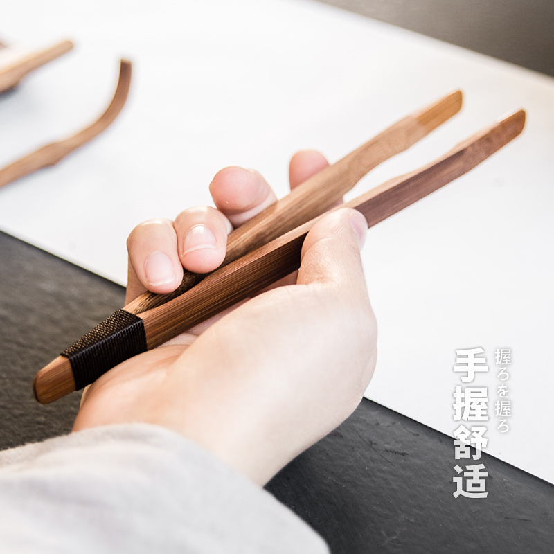 Brocade ChaGa bamboo bamboo clip kung fu tea set bamboo tweezers manual clamp six gentleman accessories cup tea taking