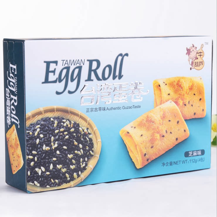 Taiwan Taste Bull hyacinth Sesame Egg Roll 112g Box Biscuits Casual Zero Food Crisp Egg Roll