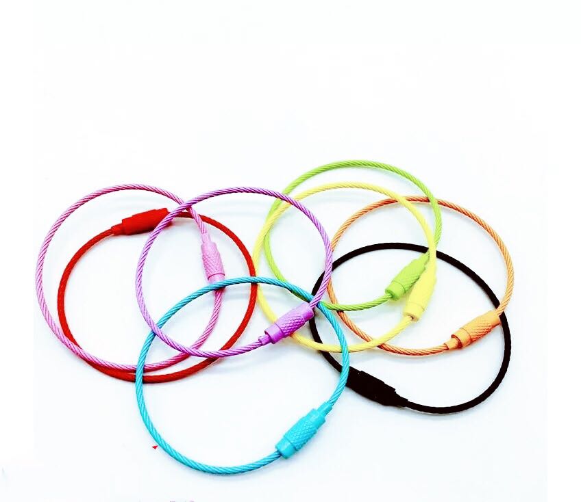 Nma Hand for Color Baking Varnish Stainless Steel Wire Ring Keyring Candy Color Wire Rope Violent Bear Exclusive