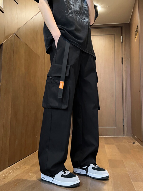 Trendy Multi-Pocket Cargo Pants for Men, Spring and Summer Loose Jogger Pants, Quick-Drying Retro Hip-Hop Functional Style Trousers