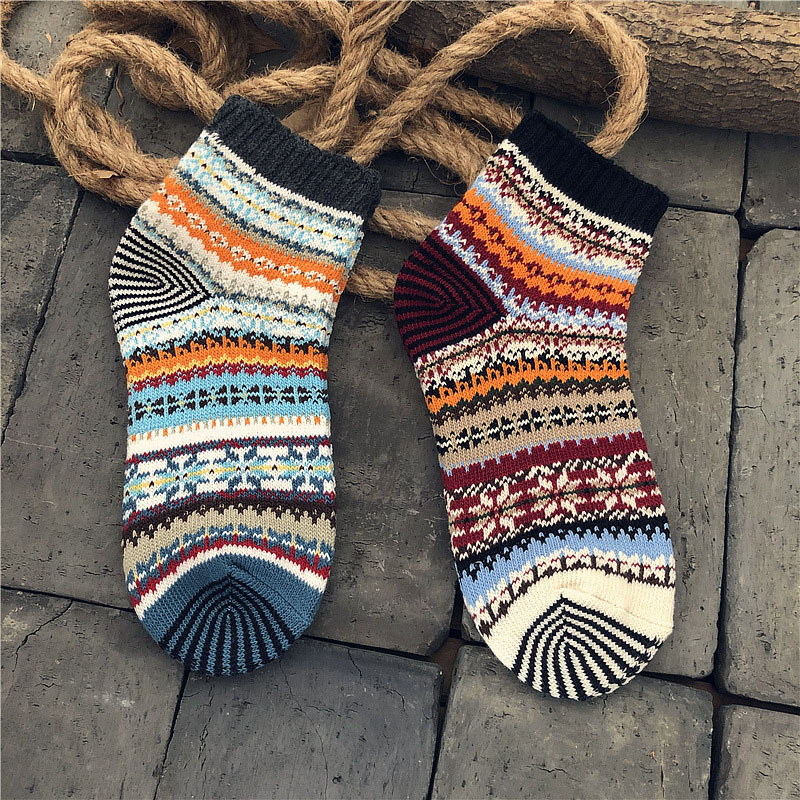 Men's Amekaji Four-Season Retro Ethnic Style Japanese Thick-Thread All-Cotton Workwear Breathable Trendy Short Socks