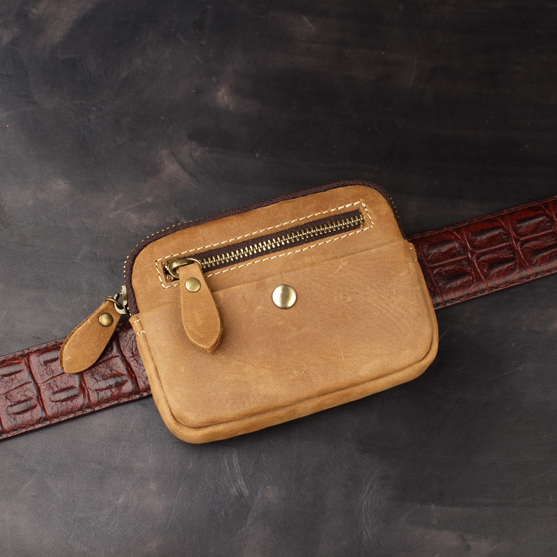 Retro first layer cowhide coin purse men wear belt pocket leather driver's license card wallet wallet Crazy Horse leather portable cigarette bag