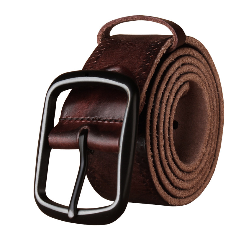 Needle Buckle Leather Strap Male Head Layer Bull Leather Retro Youth Jeans Belt Leather Middle-aged Men Casual 100 Hitch Belts