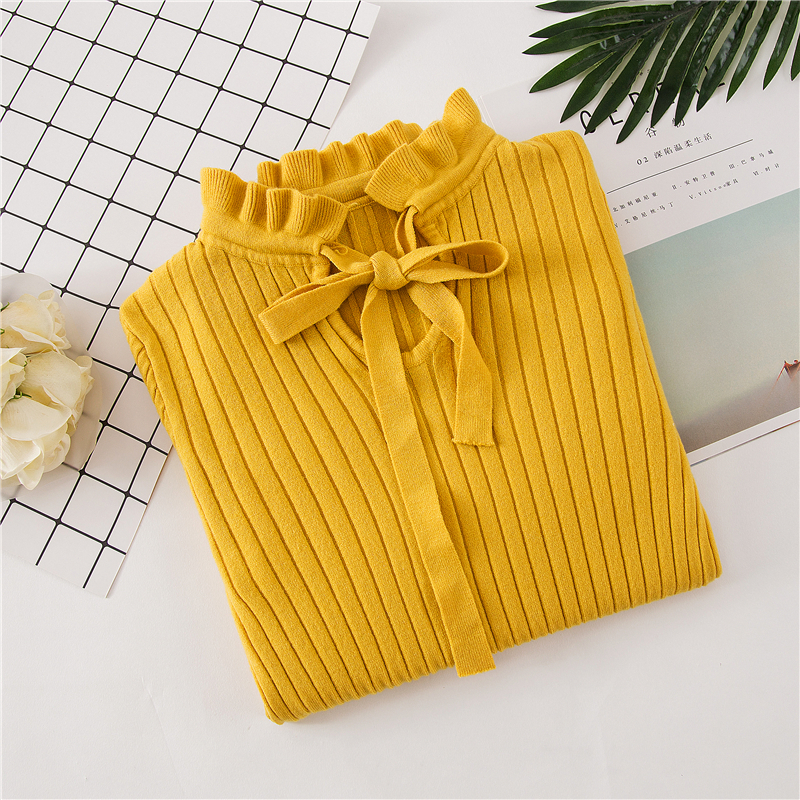 2018 mới tay dài nửa cổ áo dệt kim chạm đáy áo sơ mi màu cánh hoa rắn rỏi phần mỏng Áo len mỏng bên ngoài nữ áo khoác len nữ mỏng