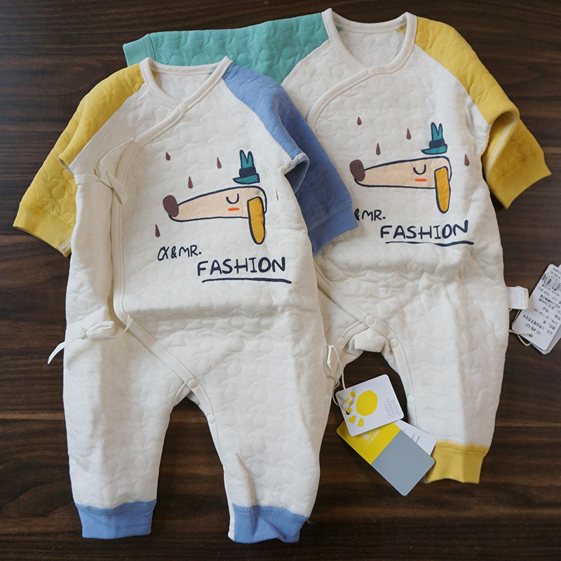 Physical autumn and winter baby jumpsuit spring and autumn jumpsuit newborn autumn cotton warm baby butterfly ha clothes