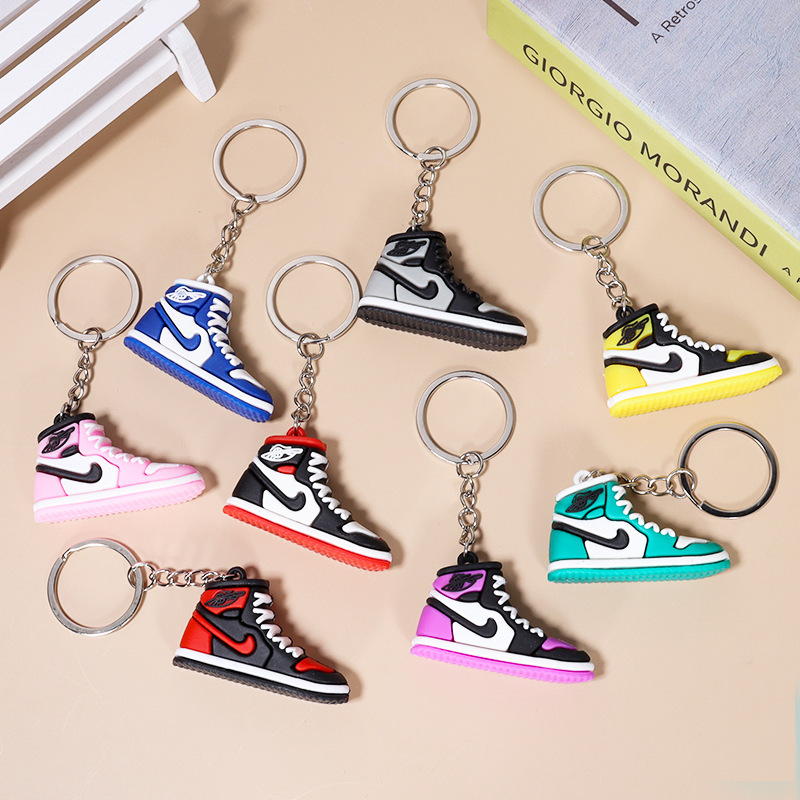 3D Shoe Aj Basketball Shoe Keychain Backpack Pendant 3D Ornament Soft Rubber Car Key Ring Children's Day Gift