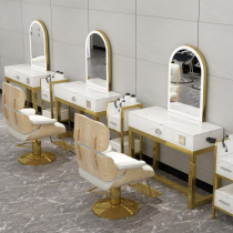 Barber mirror table Hair salon single-sided mirror hair salon special trendy style with lamp floor marble double-sided hot dyeing table