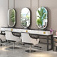 이발소 거울, 미용실, 단면 머리 자르기 거울 캐비닛, 빛이 있는 통합 미용실 특수 대리석, 양면 파마 및 염색 테이블