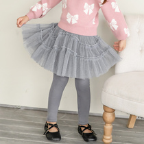 Boat rat girl gush with underpants autumn and winter outwear foreign air thickened childrens pants nepotism dress mesh dress pants female baby long pants