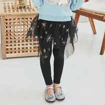 Boat rat girl gush with underpants autumn and winter outside wearing foreign gas integrated suede two dress pants irregular mesh yarn pants skirt