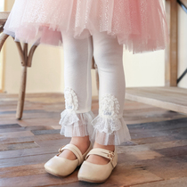 Boat rat girl beat bottom pants for spring and autumn wear foreign air embroidery lace children pants high waist Han version little girl long pants
