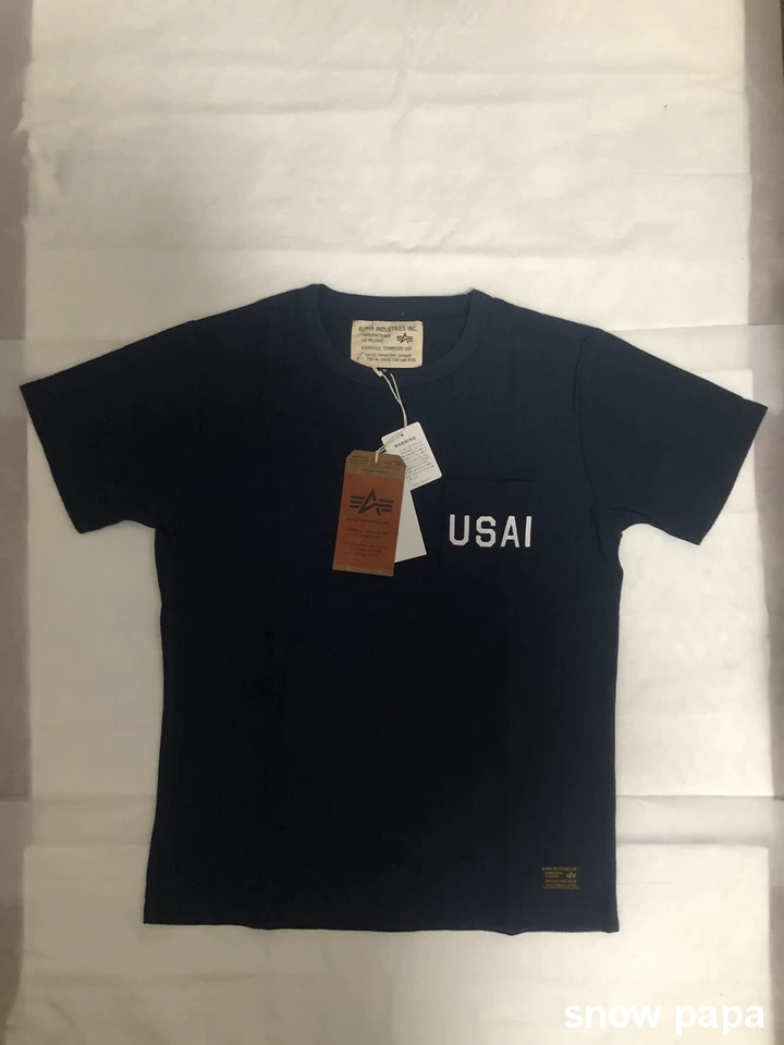 Футболка с карманом японская Толстая retro круглый ворот Alpha Industries TC1267 стиль