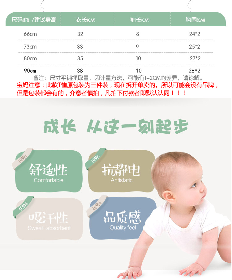 Tong Tai 2018 new baby cotton nửa tay T-Shirt mùa hè 6-12 tháng bé vòng cổ áo thun ngắn tay áo mở vai