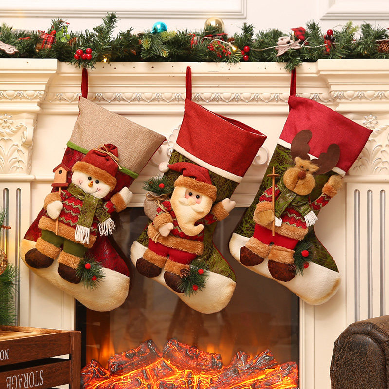 Large Christmas socks gift bag Old man socks Decorative Socks Christmas gift pendant Children's Candy bag gift bag