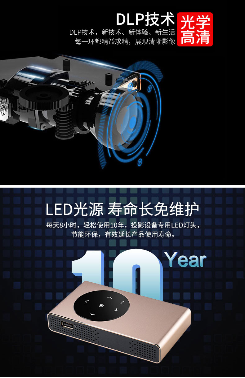 Fumanmen máy điện thoại di động máy chiếu gia đình micro máy chiếu wifi thông minh không dây 3d mini HD chiếu - Máy chiếu máy chiếu mini wejoy y7