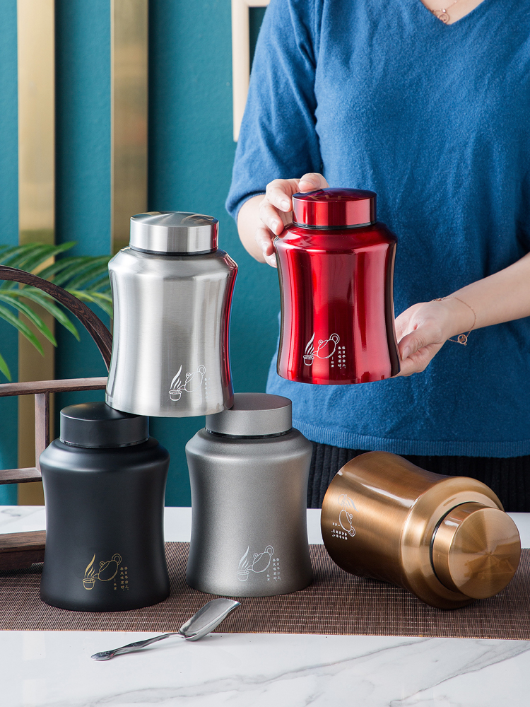 Tea cans Stainless steel storage tea cans One-pound empty cans Tea boxes Sealed Pu'er tea household tea boxes empty boxes