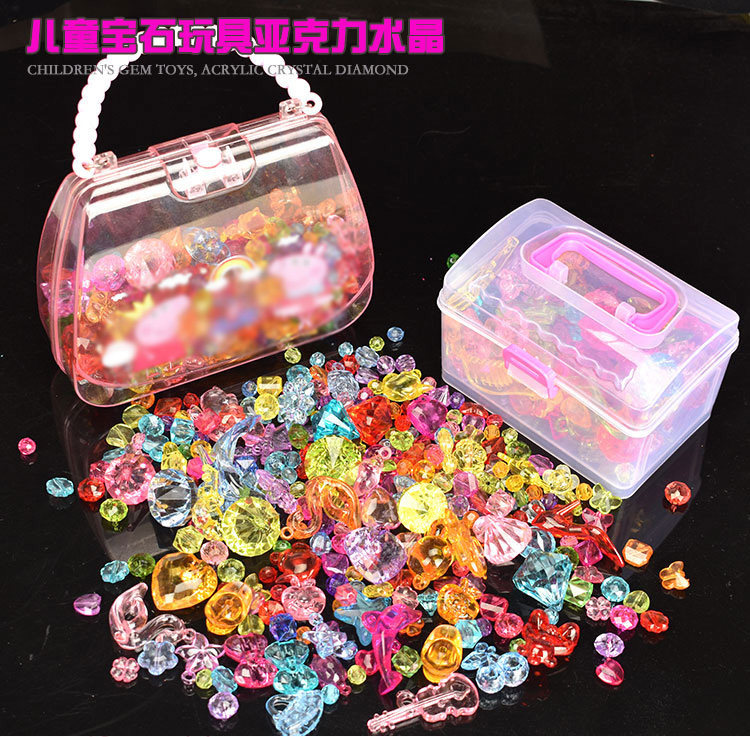 Children Crystal Gem Toy Diamond Plastic Crystal Gem String Beads Puzzle Toy Diy Handmade Necklace