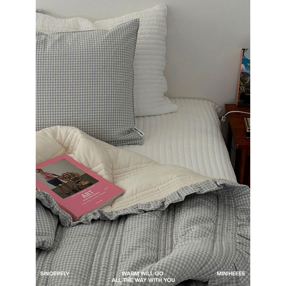 miniheeee корейский оригинал сладкое модальное клетчатое летнее одеяло для кондиционера весна-осень
