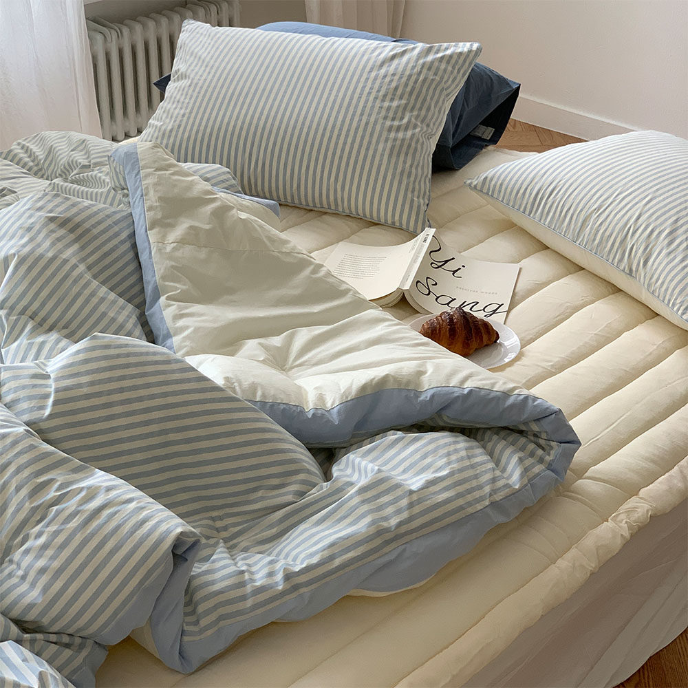 miniheeee Корейское одеяло с терморегуляцией полосатое четырехсезонное двустороннее машинная стирка