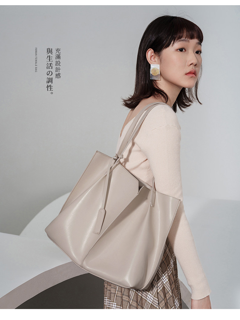 茵曼 大容量托特包 通勤手提包 图11